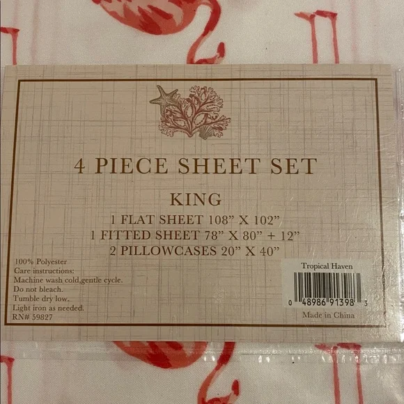 Tranquil Tides Pink Flamingo 4-Piece Sheet Set - King